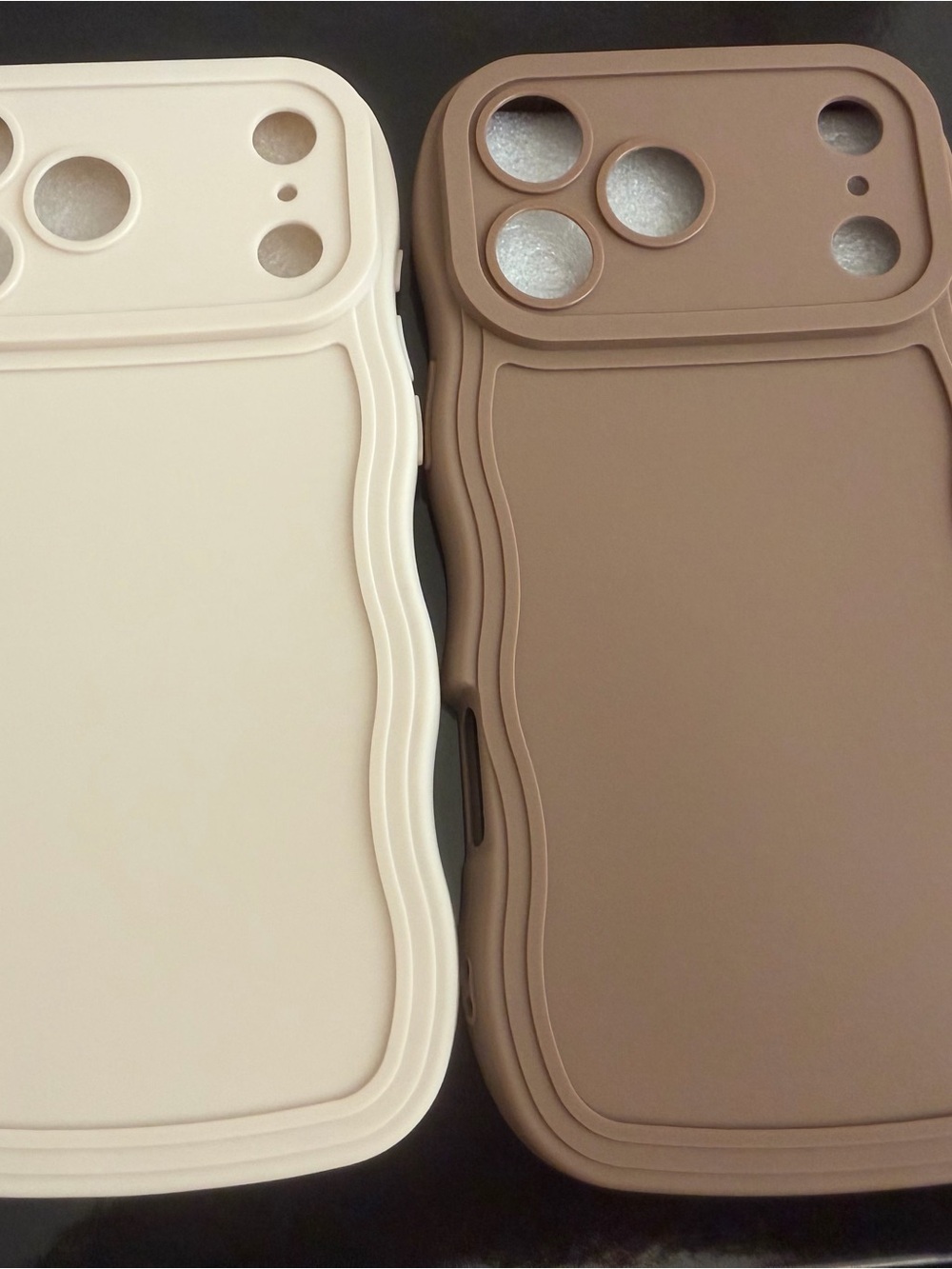 Phone Case Duo - Cream & Brown Protective Silicone Cases